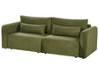 3 Seater Sofa Bed Green Fabric Upholstered Sleeping Function Add Pillows Foldable Beliani