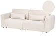 3 Seater Sofa Bed Light Beige Boucle Upholstered Sleeping Function Add Pillows Foldable Beliani