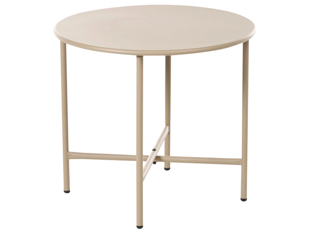 Bistro Table Beige Galvanized Steel Frame Powder Coated Round Coffee Table Modern Style Garden Patio Beliani