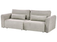 3 Seater Sofa Bed Grey Fabric Upholstered Sleeping Function Add Pillows Foldable Beliani
