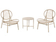Bistro Set Beige Faux Rattan Galvanized Steel Frame 2 Chairs with Round Steel Table Modern 2 Seater Outdoor Set Beliani