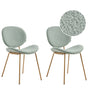Set of 2 Dining Chairs Light Green Boucle Armless Leg Caps Light Brown Wood-Like Iron Legs Contemporary Retro Design Dining Room Seating Beliani