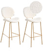 Set of 2 Bar Chairs White Boucle Light Brown Wood-Like Iron Legs Protection Caps Contemporary Retro Design Dining Room Seating Beliani
