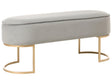 Bench Light Grey Upholstered Fabric Metal Accent Gold Legs Bed Bench Stool Beliani