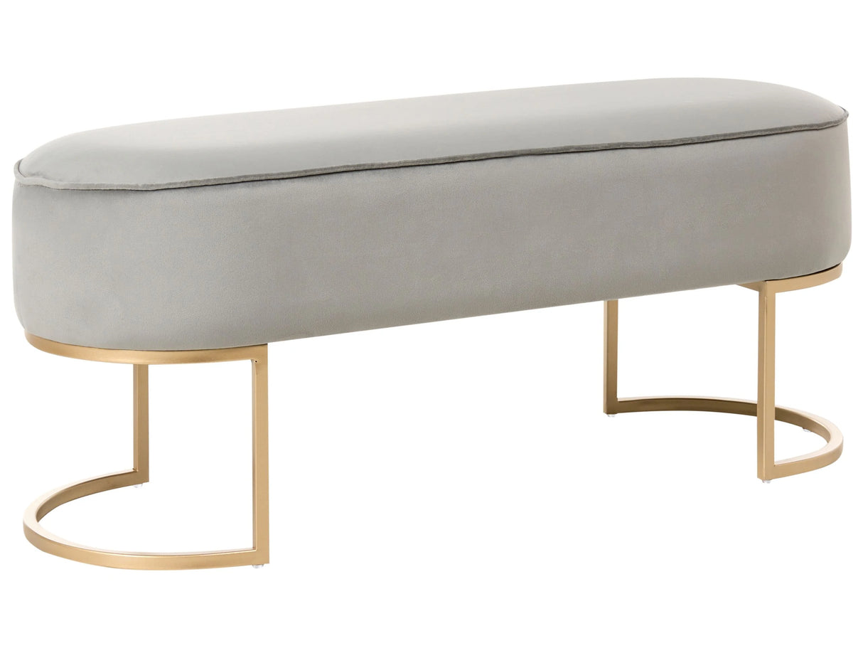 Bench Light Grey Upholstered Fabric Metal Accent Gold Legs Bed Bench Stool Beliani