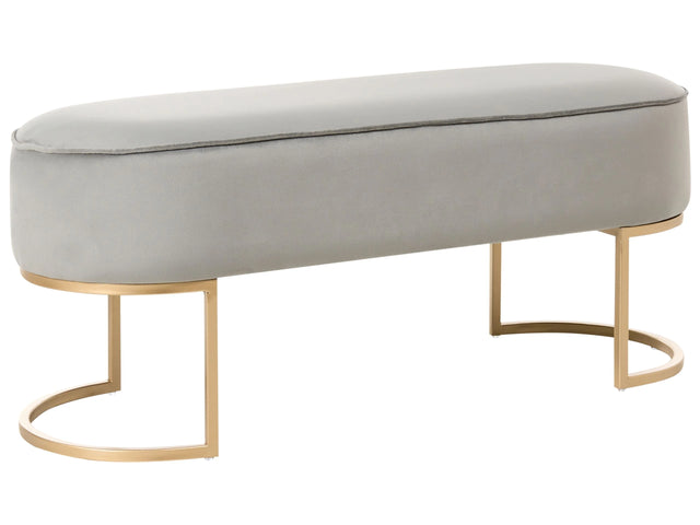 Bench Light Grey Upholstered Fabric Metal Accent Gold Legs Bed Bench Stool Beliani