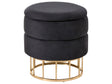 Storage Pouffe Black Polyester Velvet Upholstery Gold Base Glamorous Design Living Room Accessories Beliani