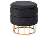 Storage Pouffe Black Polyester Velvet Upholstery Gold Base Glamorous Design Living Room Accessories Beliani