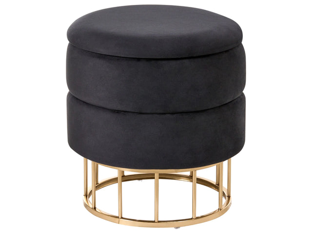 Storage Pouffe Black Polyester Velvet Upholstery Gold Base Glamorous Design Living Room Accessories Beliani