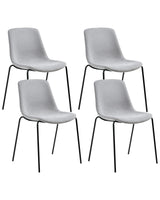 Set of 4 Dining Chairs Grey Polyester Armless Iron Legs Protective Caps Modern Minimalism Design Dining Room Seating Beliani