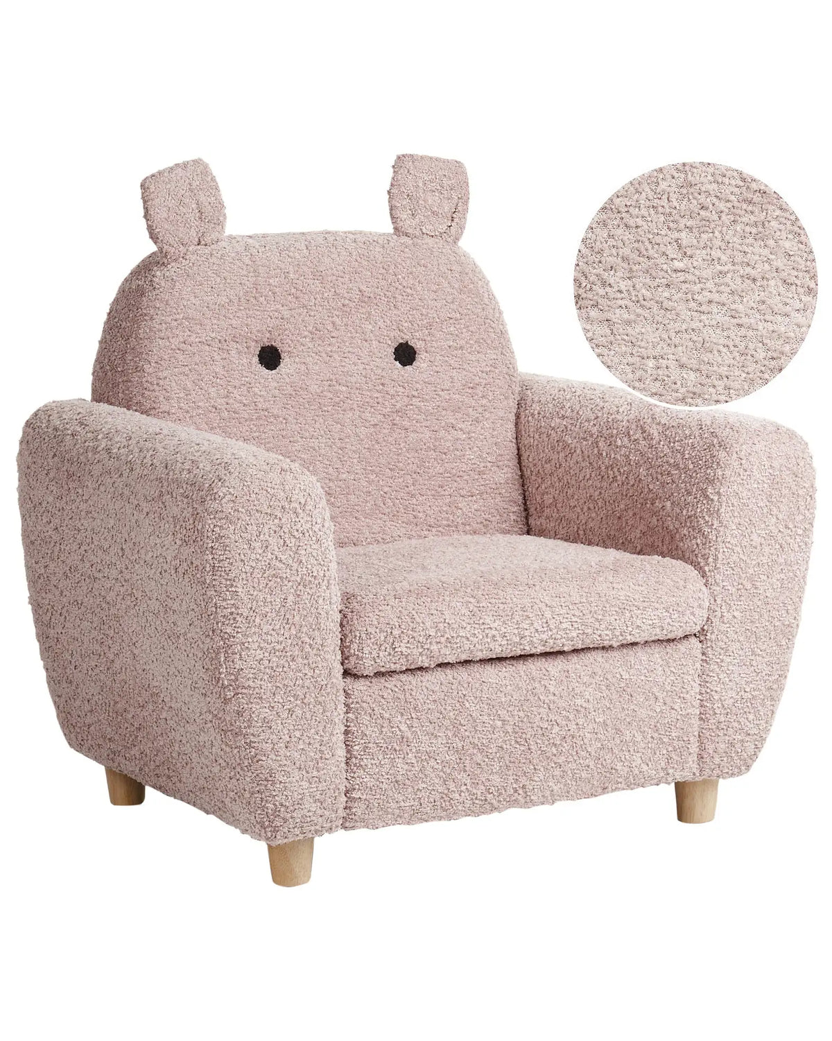 Chair Pink Boucle Upholstery with Armrests for Children Modern Design Beliani