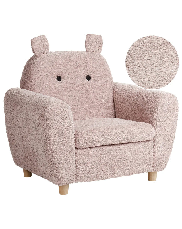 Chair Pink Boucle Upholstery with Armrests for Children Modern Design Beliani