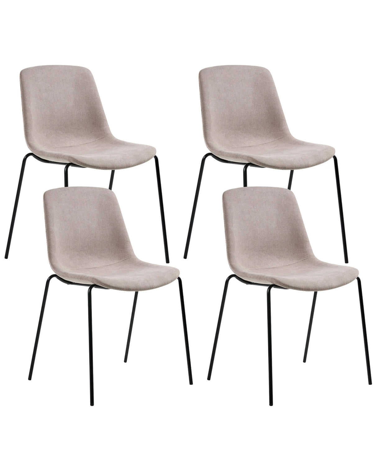 Set of 4 Dining Chairs Beige Polyester Armless Iron Legs Protective Caps Modern Minimalism Design Dining Room Seating Beliani