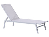 Sun Lounger Grey and Silver Steel Frame Adjustable Backrest UV Resistant Beliani