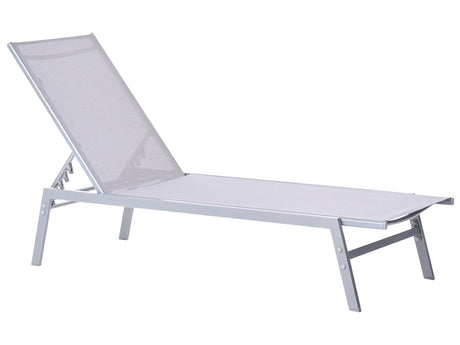 Sun Lounger Grey and Silver Steel Frame Adjustable Backrest UV Resistant Beliani