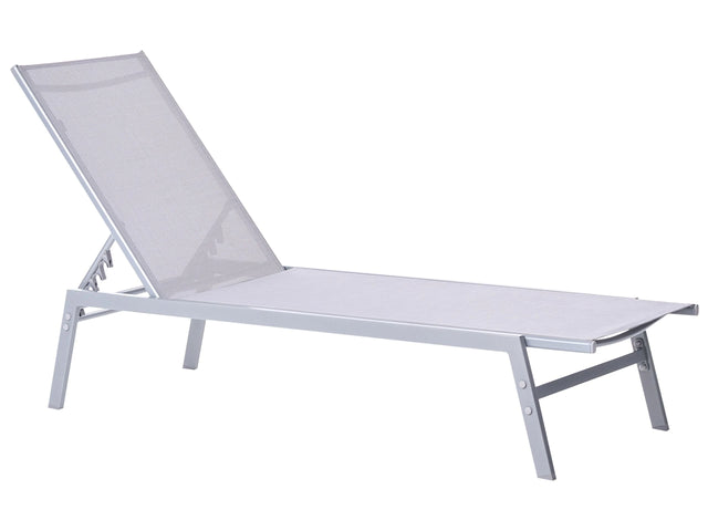 Sun Lounger Grey and Silver Steel Frame Adjustable Backrest UV Resistant Beliani