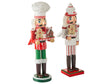 Set of 2 Nutcracker Figurines Red and White Pine Wood Handmade Christmas Decor Beliani