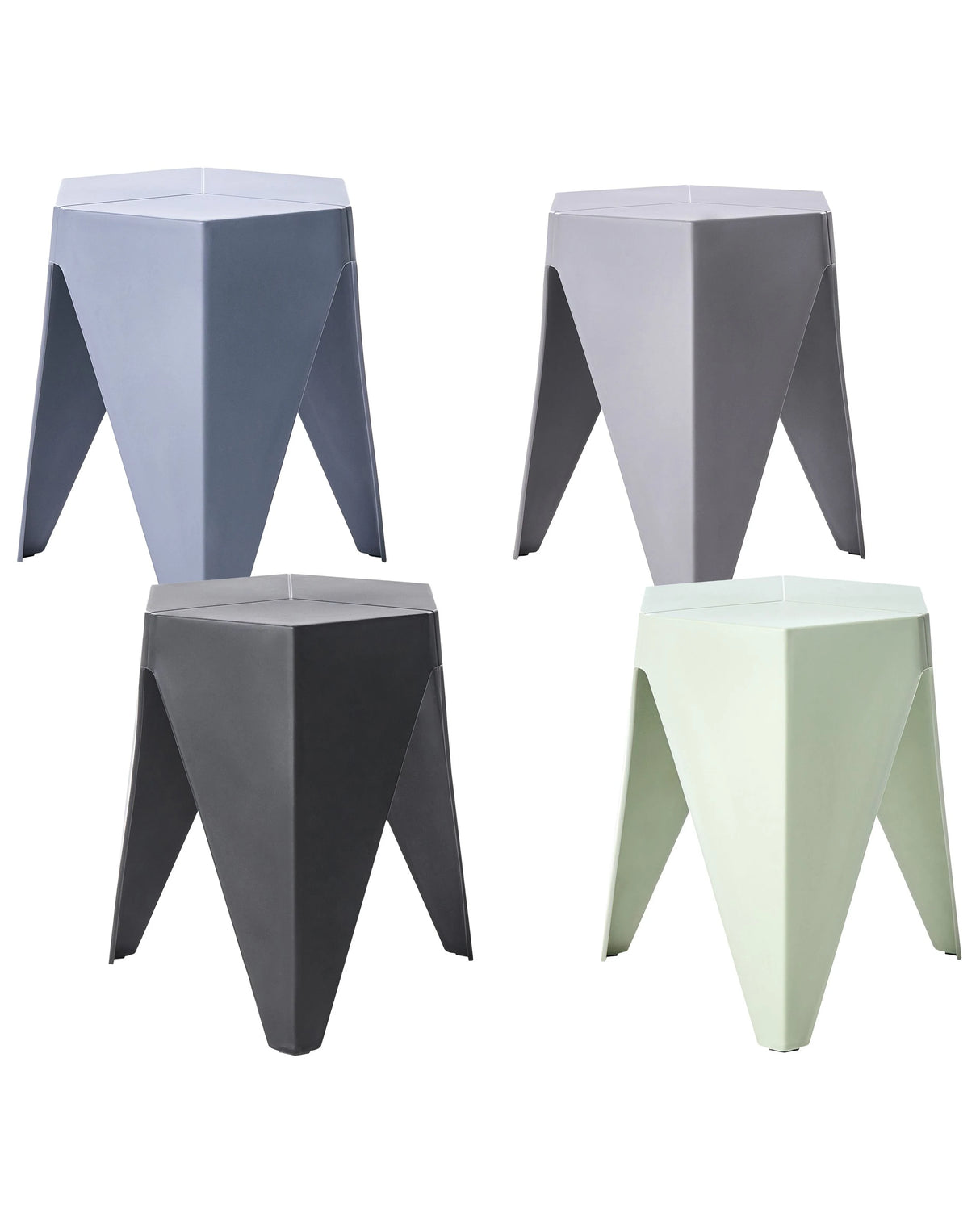 Set of 4 Garden Stools Multicolour Synthetic Material Pastel Colours Garden Extra Seats Stacking Modern Patio Footstool Beliani