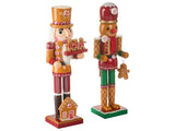 Set of 2 Nutcracker Figurines Orange Pine Wood Handmade Christmas Decor Beliani