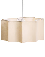 Pendant Lamp White and Light Beige Iron Base Fabric Shade Modern Style Beliani