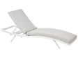 Garden Sun Lounger Light Grey Fabric White Aluminium Frame Adjustable Reclining Backrest Padded with Quick Dry Foam Modern Style Beliani