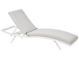 Garden Sun Lounger Light Grey Fabric White Aluminium Frame Adjustable Reclining Backrest Padded with Quick Dry Foam Modern Style Beliani