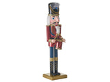 Nutcracker Figurine Red Pine Wood Handmade Christmas Decor Beliani