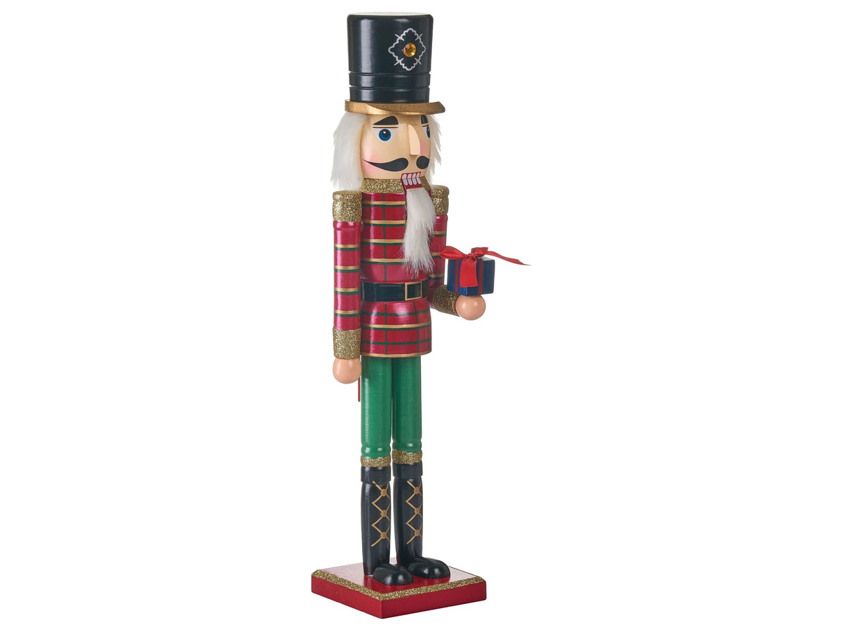 Nutcracker Figurine Red Pine Wood Handmade Christmas Decor Beliani
