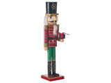 Nutcracker Figurine Red Pine Wood Handmade Christmas Decor Beliani