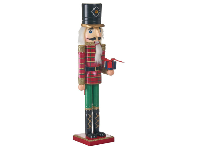 Nutcracker Figurine Red Pine Wood Handmade Christmas Decor Beliani