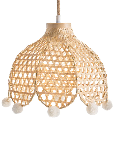 Pendant Lamp Natural Rattan Base Wicker Shade Boho Style Ambient Light Living Room Bedroom Beliani