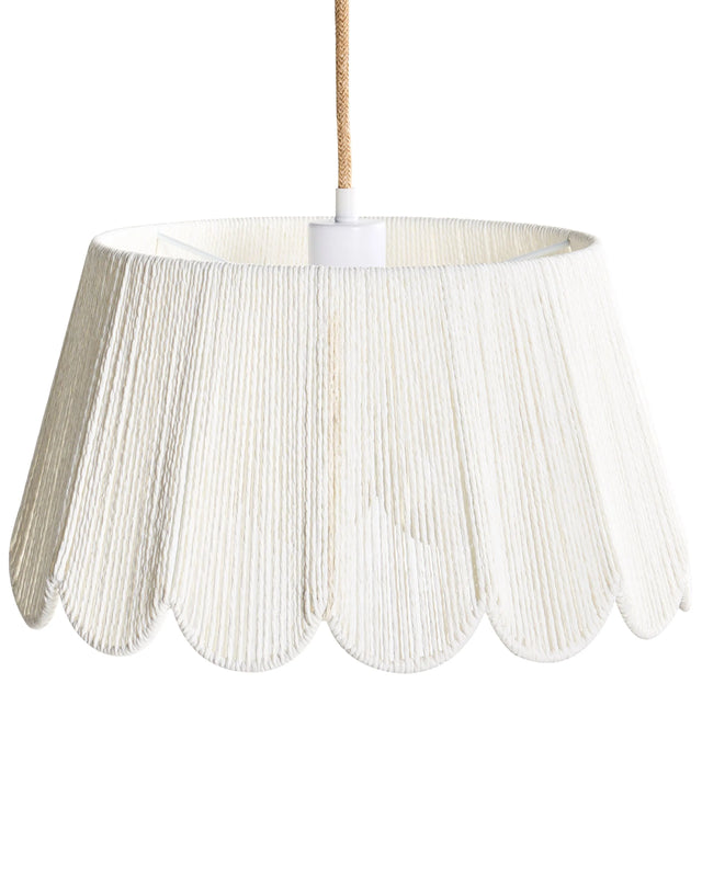 Pendant Lamp Light Beige Paper Rope Shade Iron Base Boho Style Ambient Light Living Room Bedroom Beliani