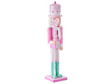 Nutcracker Figurine Pink Pine Wood Handmade Christmas Decor Beliani