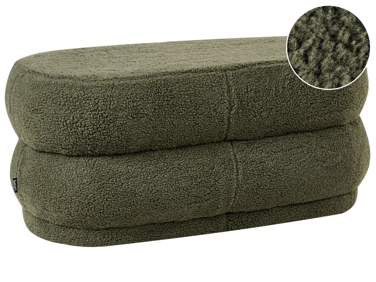 Bench Green Boucle Upholstered Fabric Accent Bed Bench Stool Beliani