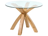 Dining Table Light Brown Glass Tabletop Oak Legs 100 x 100 cm For Dining Room Kitchen Beliani