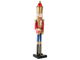 Nutcracker Figurine Red Pine Wood Handmade Christmas Decor Beliani