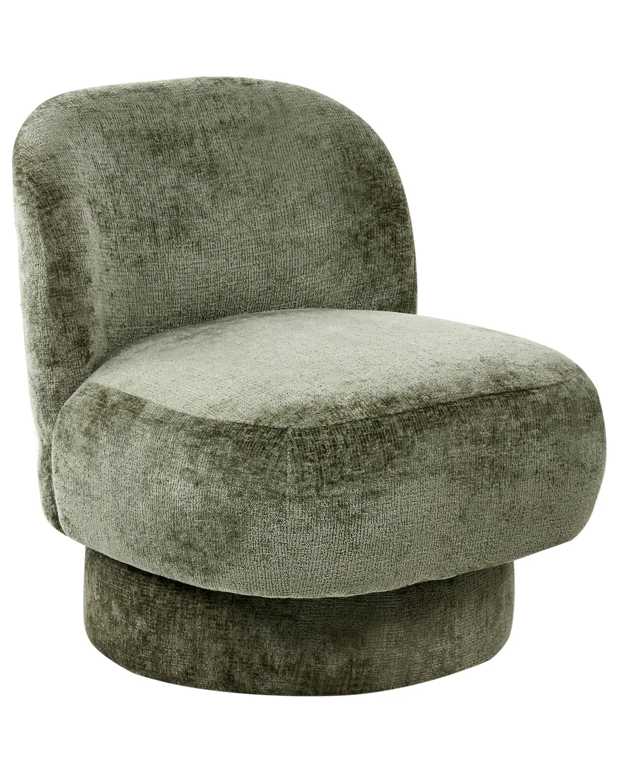 Swivel Armchair Green Chenille Upholstery Club Chair Curved Backrest Retro Living Room Beliani