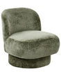 Swivel Armchair Green Chenille Upholstery Club Chair Curved Backrest Retro Living Room Beliani