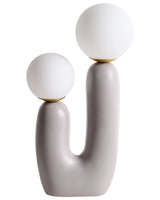 Table Lamp Grey Resin Base Round Glass Shades Double Shade U-Shaped Base Beliani