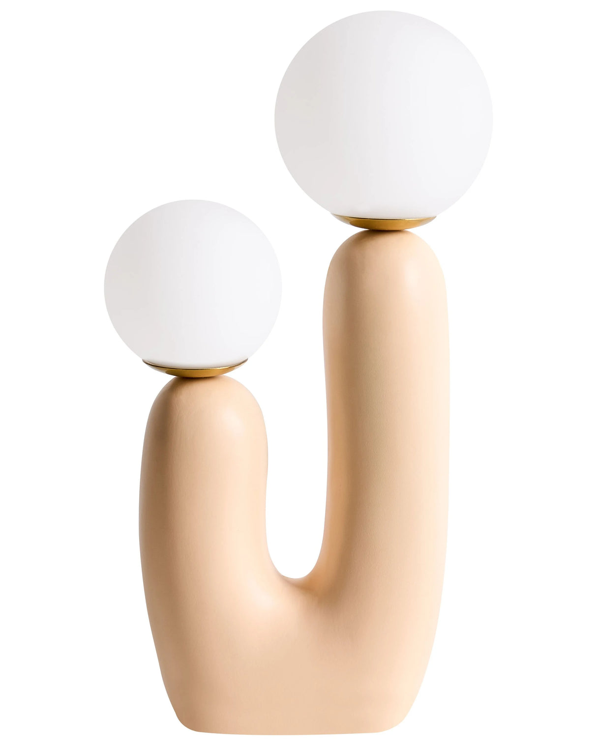 Table Lamp Orange Resin Base Round Glass Shades Double Shade U-Shaped Base Beliani