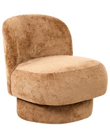 Swivel Armchair Golden Brown Chenille Upholstery Club Chair Curved Backrest Retro Living Room Beliani
