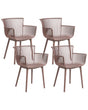 Set of 4 Dining Chairs Brown Plastic Indoor Outdoor Garden with Armrests Minimalistic Style Beliani