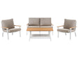 4 Piece Garden Set White and Taupe Aluminium Sofa with 2 Chairs and Coffee Table Beliani