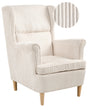 Wingback Chair Light Beige Corduroy Upholstery High Back Wood Legs Traditional Retro Living Room Beliani