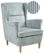 Wingback Chair Light Blue Corduroy Upholstery High Back Wood Legs Traditional Retro Living Room Beliani
