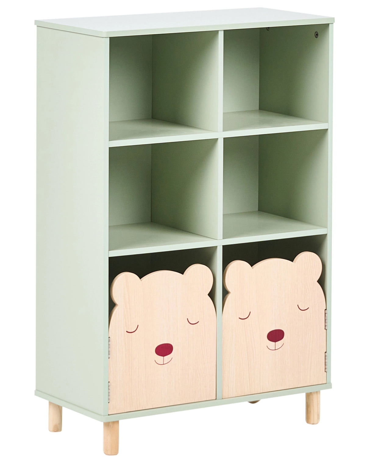 3 Tier Bookcase Light Green MDF Frame Pine Wood Legs Shelving Unit Kids Room Storage Beliani