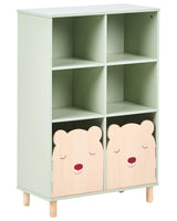 3 Tier Bookcase Light Green MDF Frame Pine Wood Legs Shelving Unit Kids Room Storage Beliani