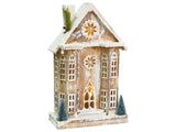 Christmas Decoration Light Brown Fir Wood LED Light House Figurine Handmade Traditional Beliani