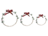 Set of 3 Christmas Decorations White Fir Wood LED Light Hanging Wreath Handmade Traditional Beliani
