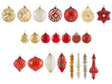 Set of 50 Christmas Baubles Red and Gold Glass Hanging Decor Traditional Style Christmas Balls Holiday Tree Beliani